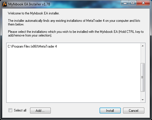 Myfxbook EA Installer