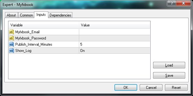 Myfxbook EA Setup
