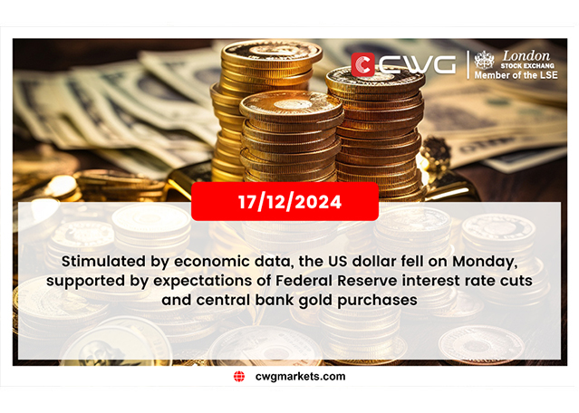 US dollar fell Monday on Fed rate cut expectations and central bank gold buying.