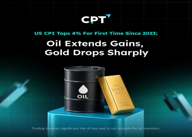 US CPI Tops 4% for First Time Since 2023; Oil Extends Gains, Gold Drops Sharply US CPI Tops 4% for First Time Since 2023; Oil Extends Gains, Gold Drops Sharply