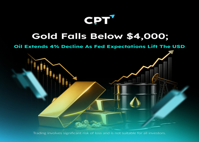 Gold Falls Below $4,000; Oil Extends 4% Decline